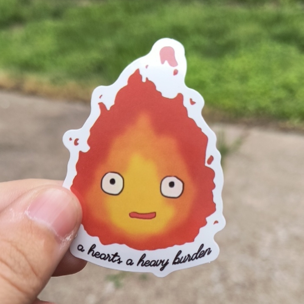 Decorative Flame Character Vinyl Sticker - Orange/Yellow Howl Calcifer Sophie